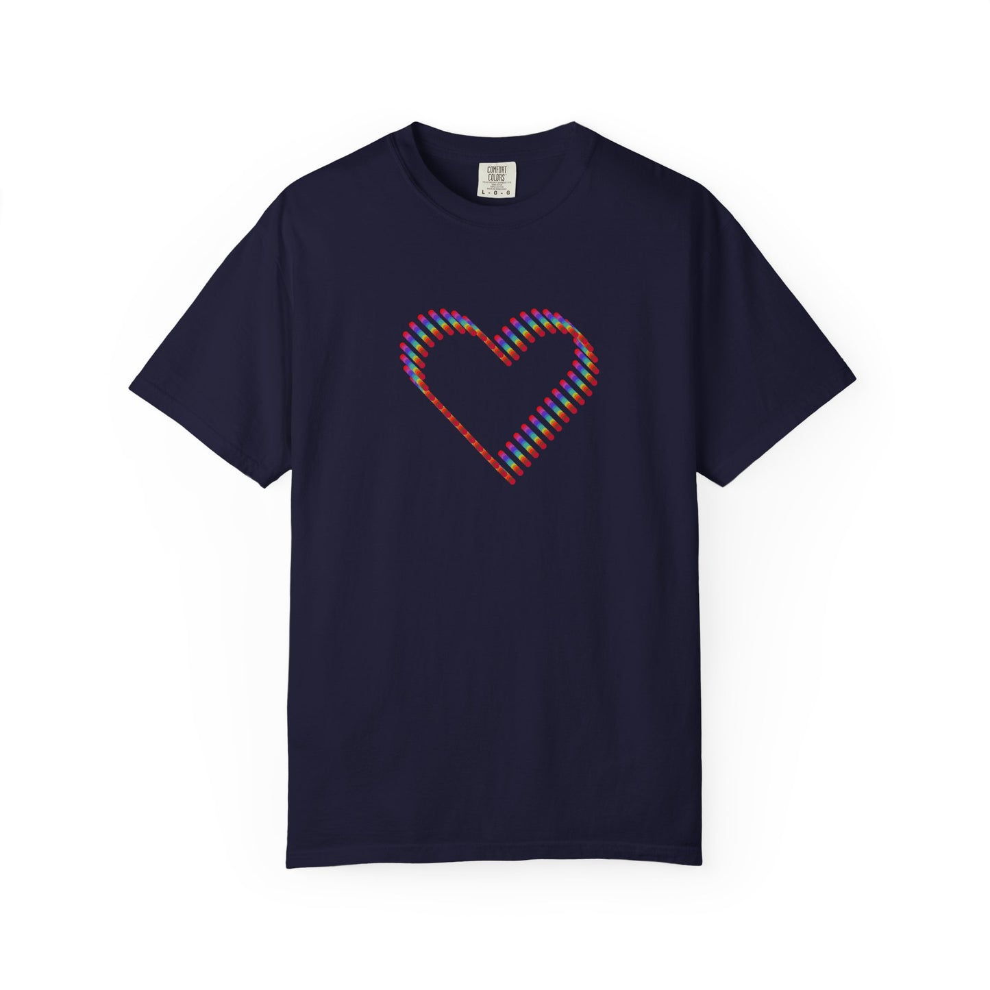 Rainbow Heart Graphic T-Shirt: Minimalist Pride Cotton Tee