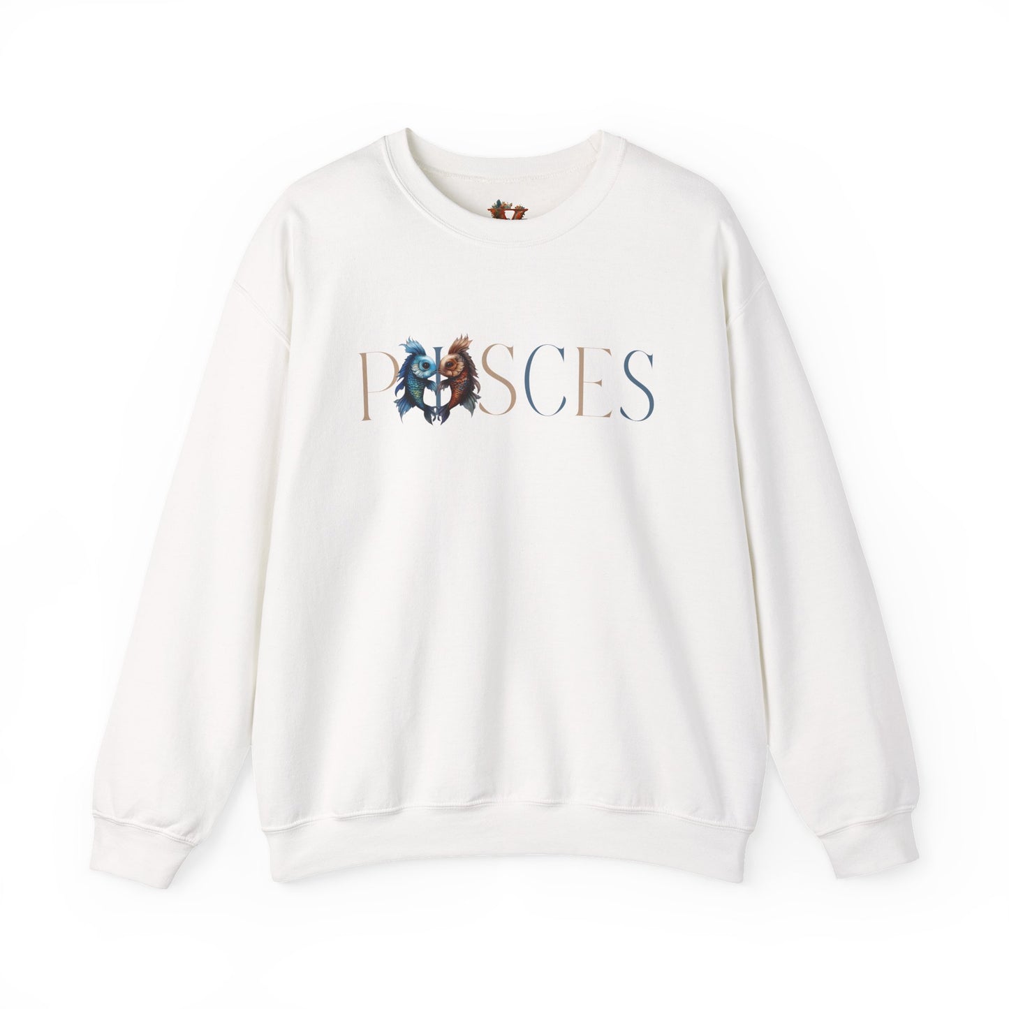Pisces Zodiac Sweatshirt – Classic Blue & Beige Crewneck