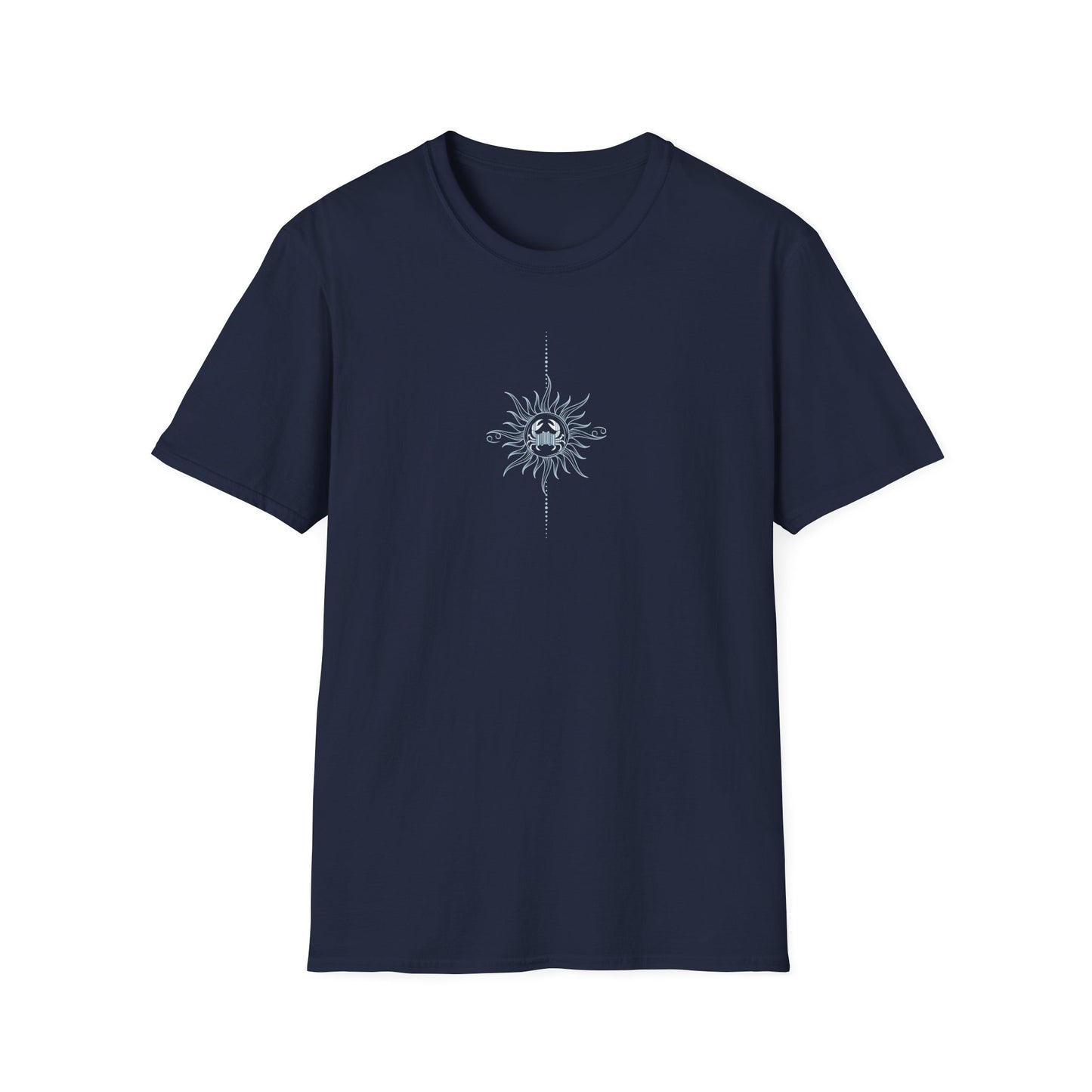 “Cancer Zodiac Tee – intricate sun astrology design on 100% cotton shirt”