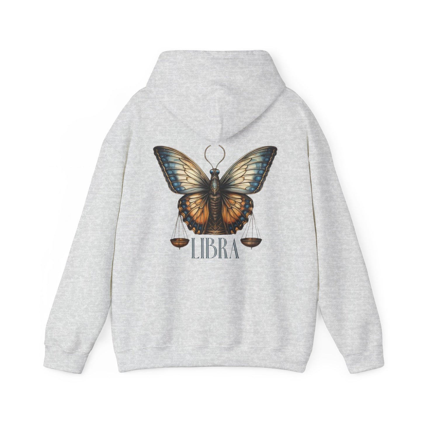 Libra Zodiac Hoodie with Butterfly and Scale Symbol Design