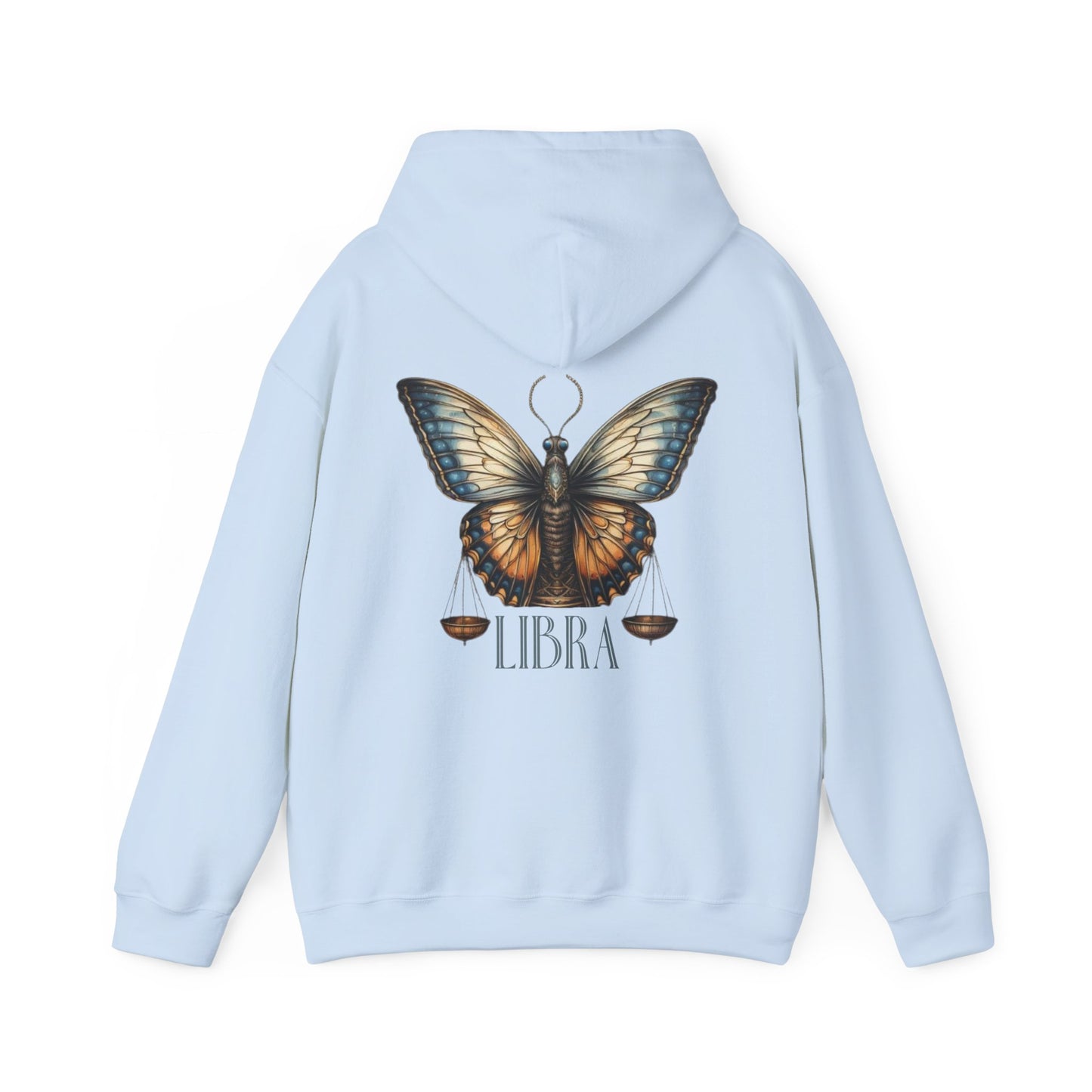 Libra Zodiac Hoodie with Butterfly and Scale Symbol Design
