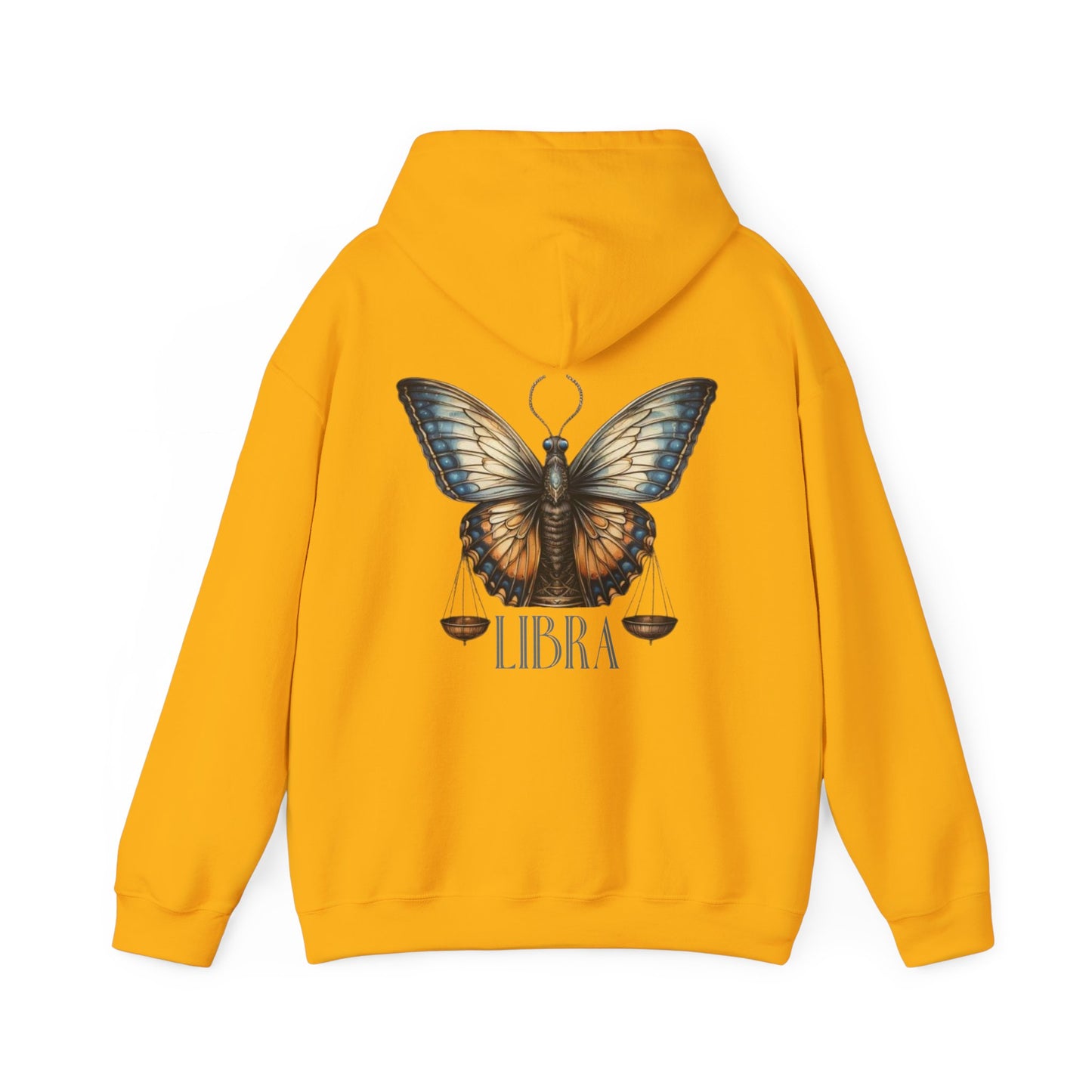 Libra Zodiac Hoodie with Butterfly and Scale Symbol Design