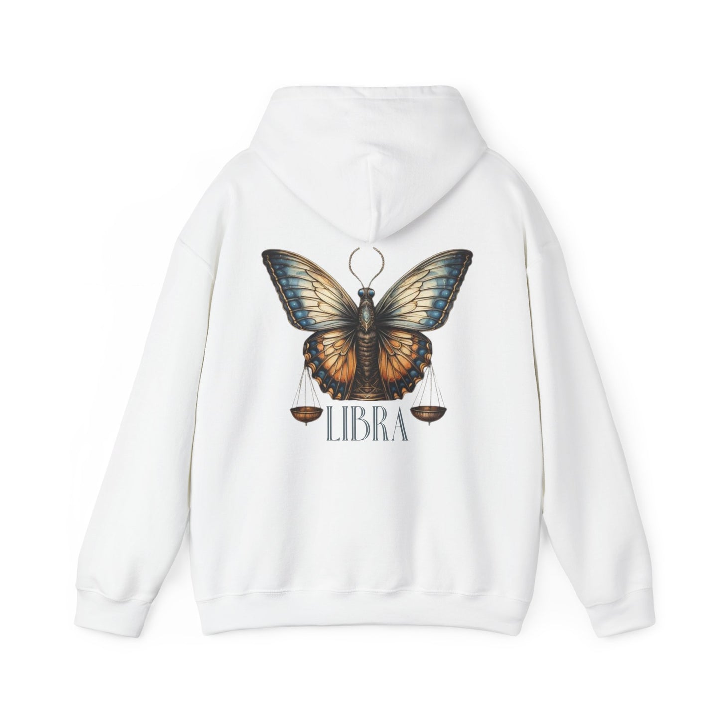 Libra Zodiac Hoodie with Butterfly and Scale Symbol Design