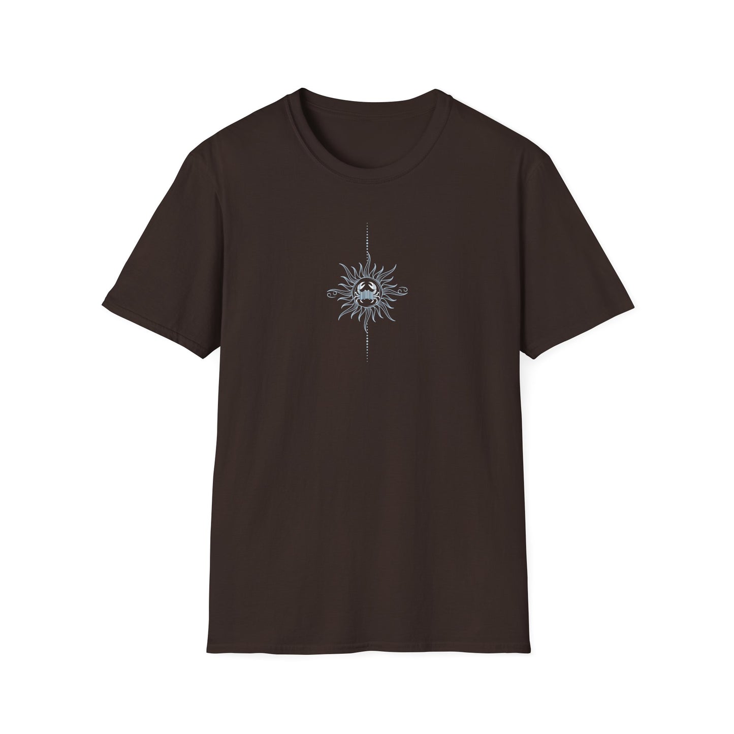 “Cancer Zodiac Tee – intricate sun astrology design on 100% cotton shirt”