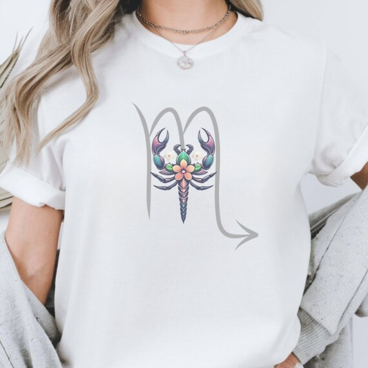 Scorpio Zodiac T-Shirt: Floral Astrology, Boho Horoscope Gift
