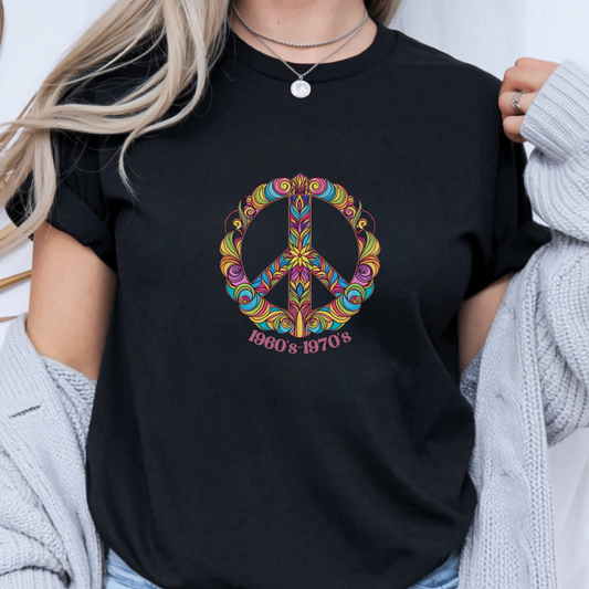 Retro Peace Graphic Tee: 60s 70s Hippie Style