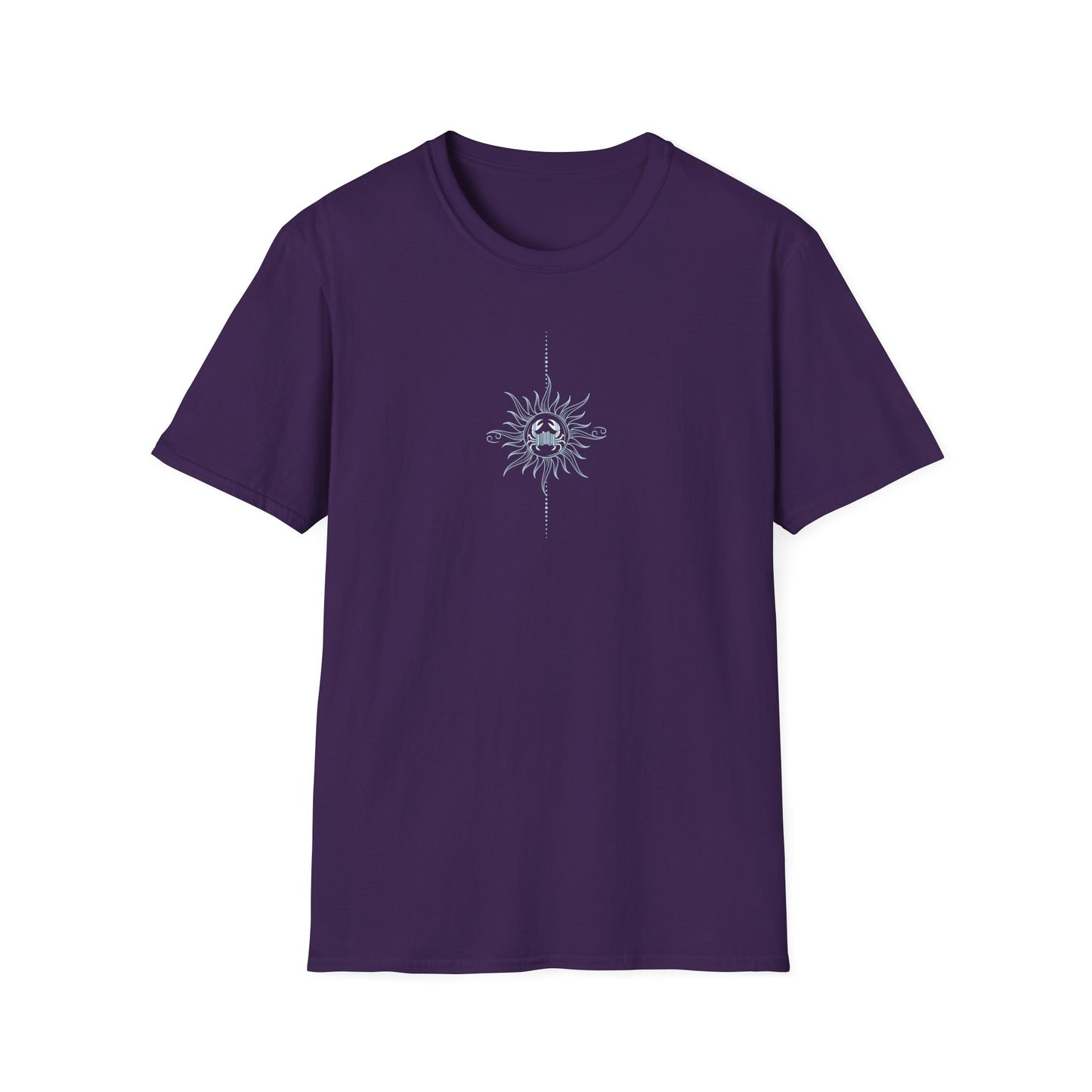 “Cancer Zodiac Tee – intricate sun astrology design on 100% cotton shirt”