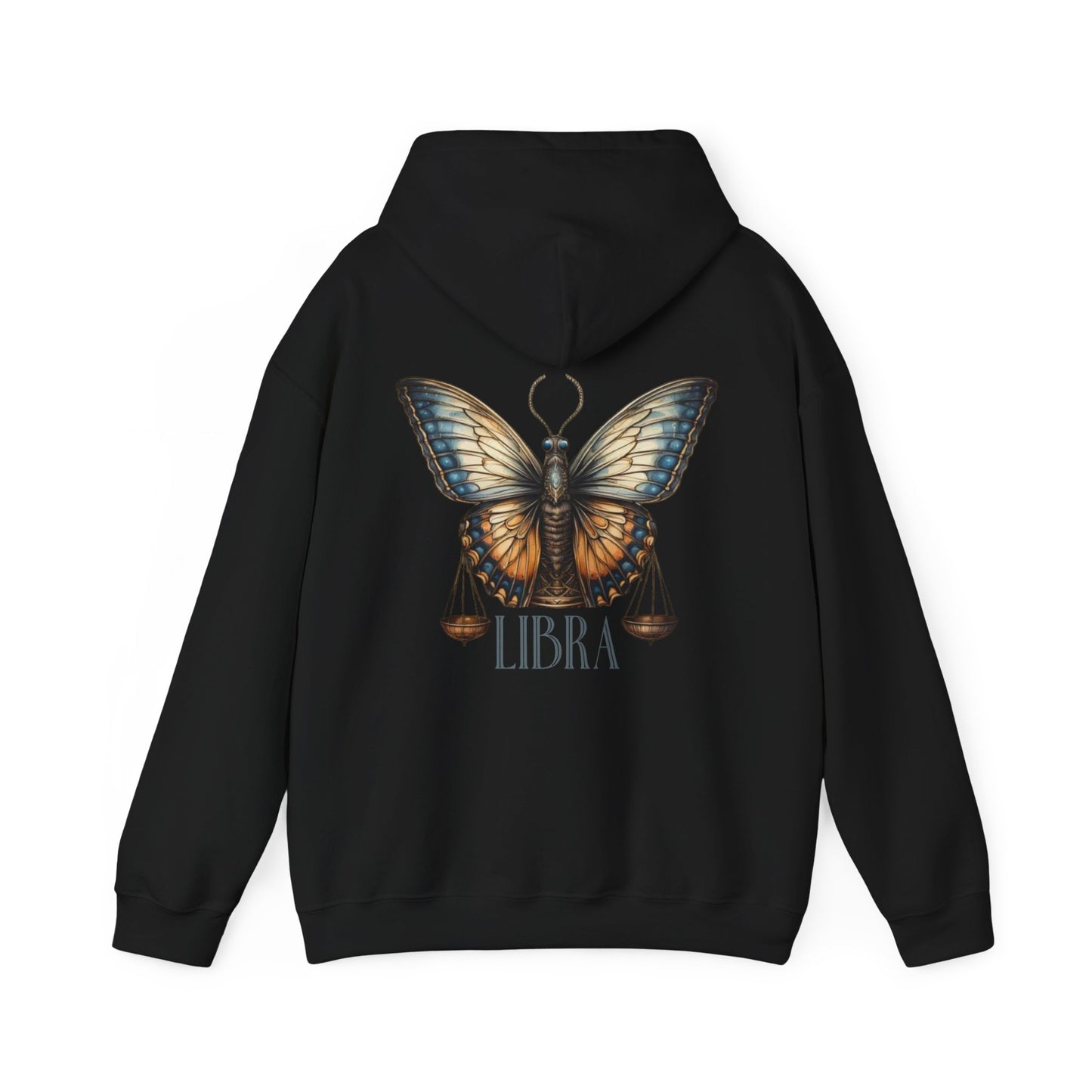 Libra Zodiac Hoodie with Butterfly and Scale Symbol Design