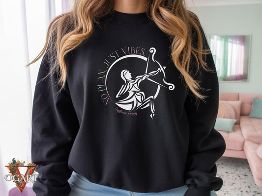 Sagittarius Zodiac Sweatshirt: No Plan Just Vibes
