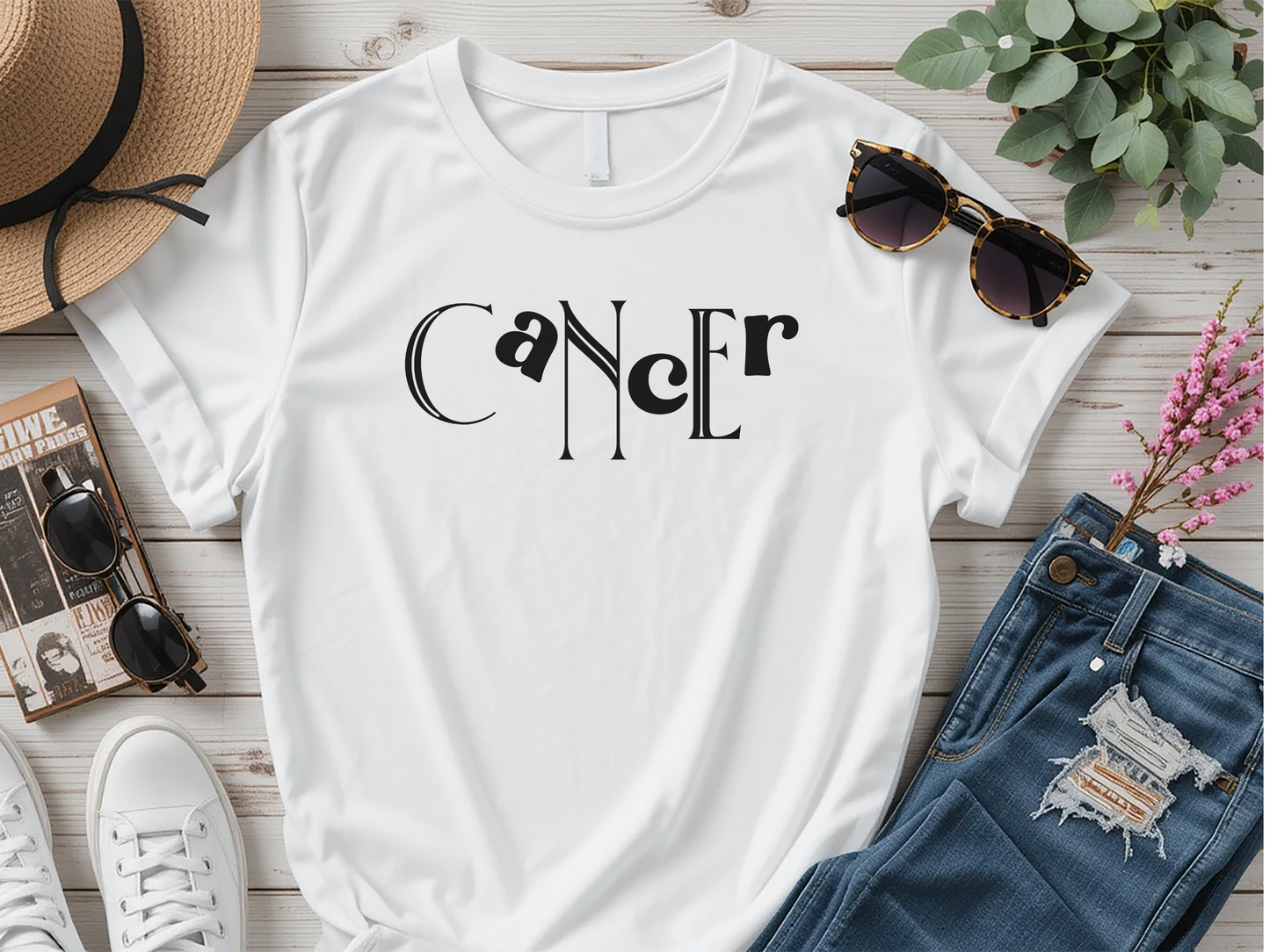 Duality Cancer T‑Shirt – Bold Zodiac Wordmark Tee