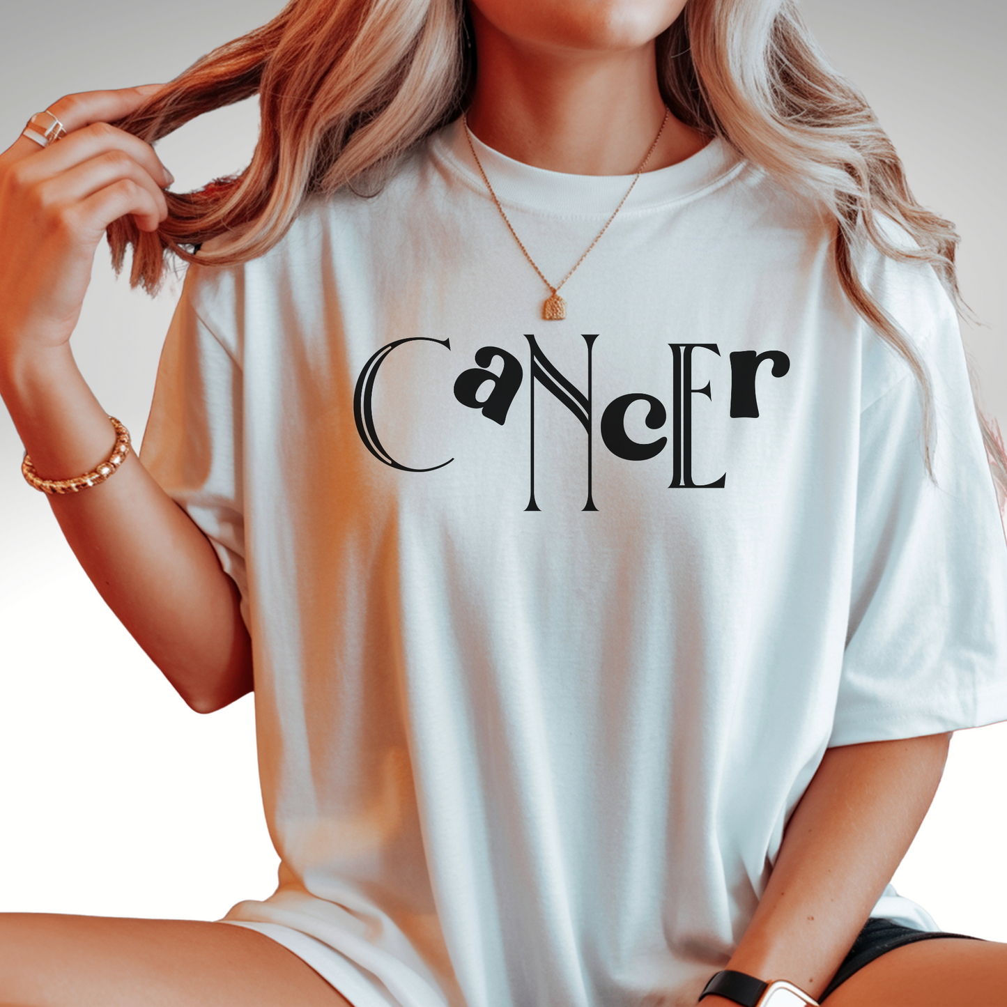 Duality Cancer T‑Shirt – Bold Zodiac Wordmark Tee