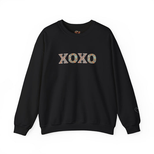 XOXO Floral Sweatshirt With Heart Sleeve - Comfort And Charm