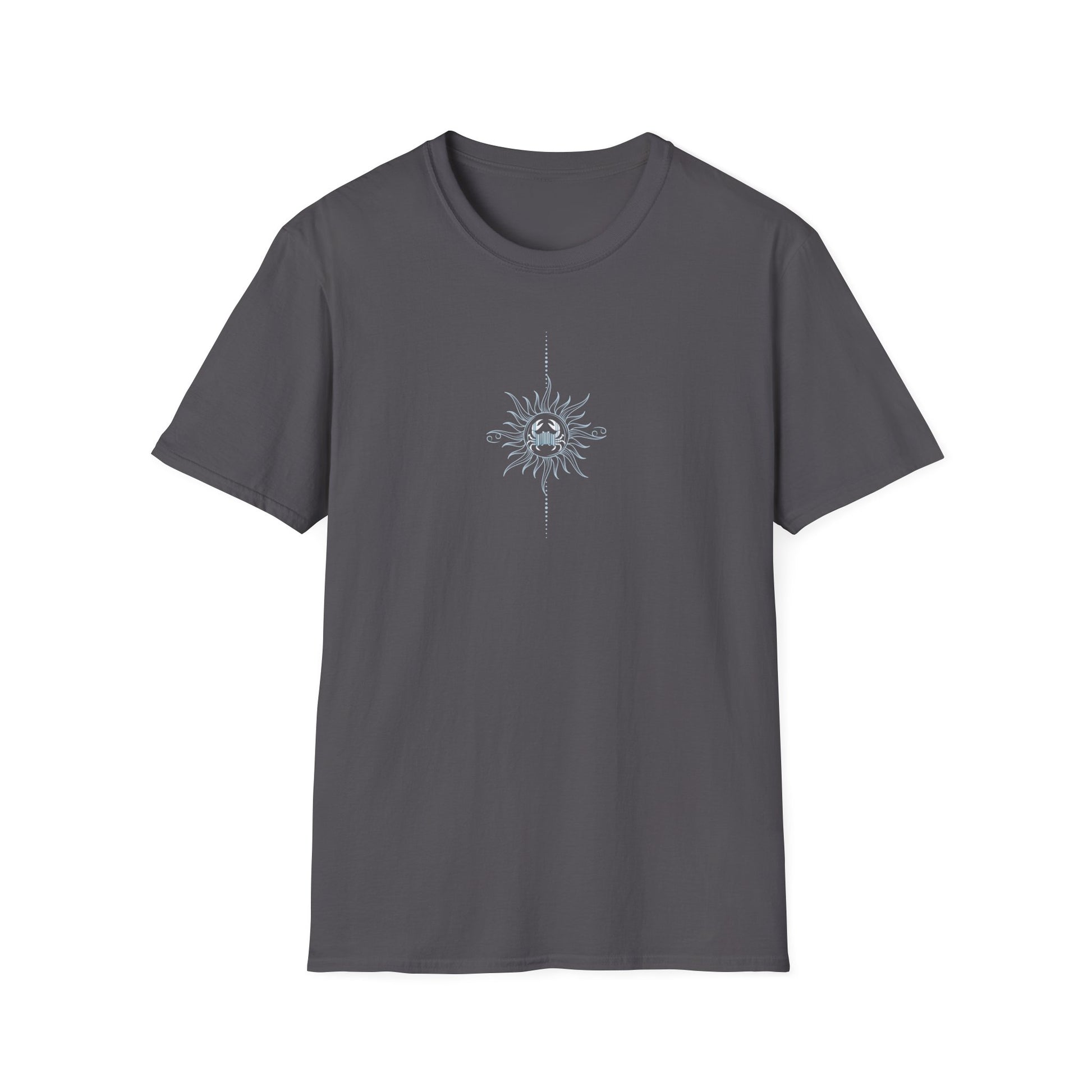 “Cancer Zodiac Tee – intricate sun astrology design on 100% cotton shirt”