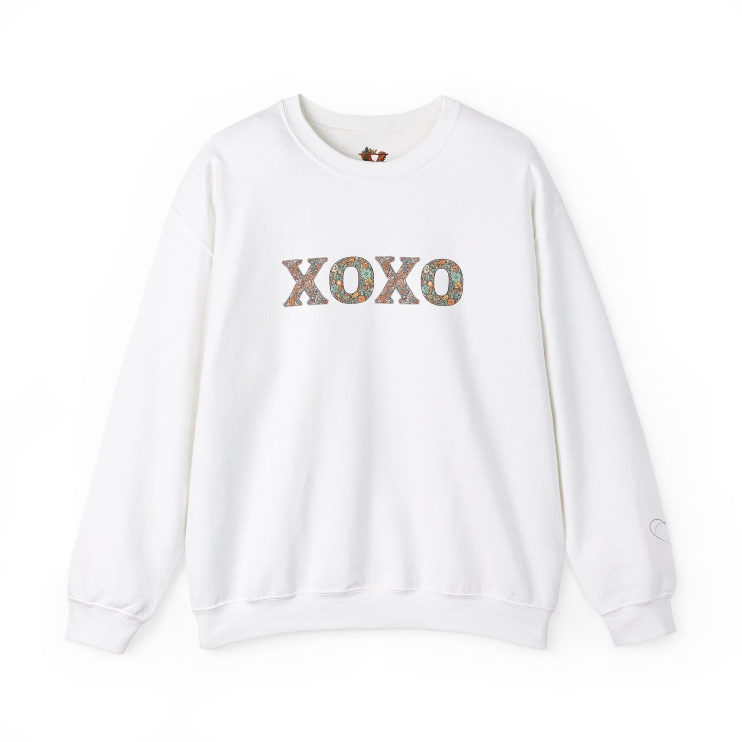 XOXO Floral Sweatshirt With Heart Sleeve - Comfort And Charm