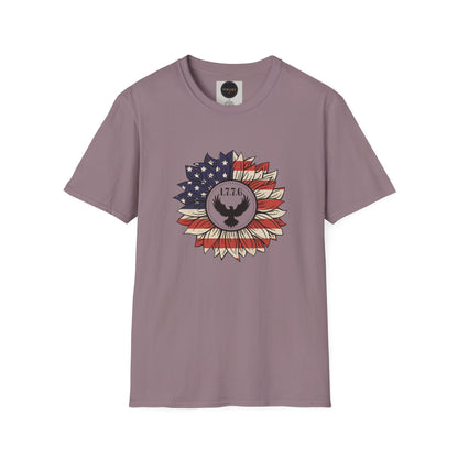1776 Eagle Sunflower T-Shirt: American Flag Patriotic Shirt