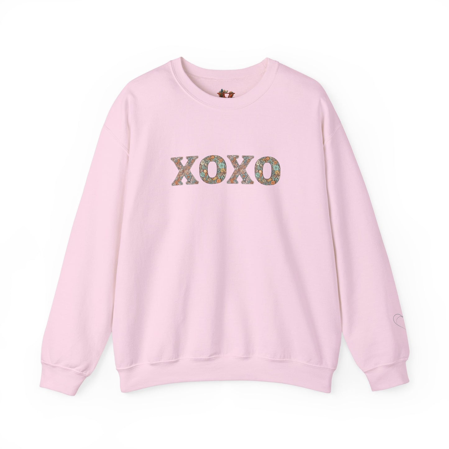 XOXO Floral Sweatshirt With Heart Sleeve - Comfort And Charm