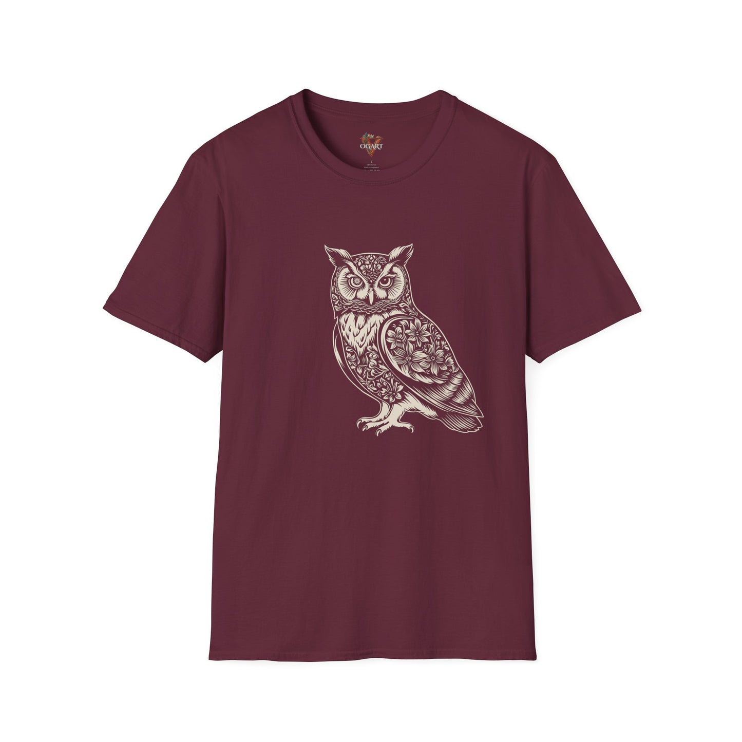 Floral Owl T-Shirt – Intricate Wisdom & Nature Design