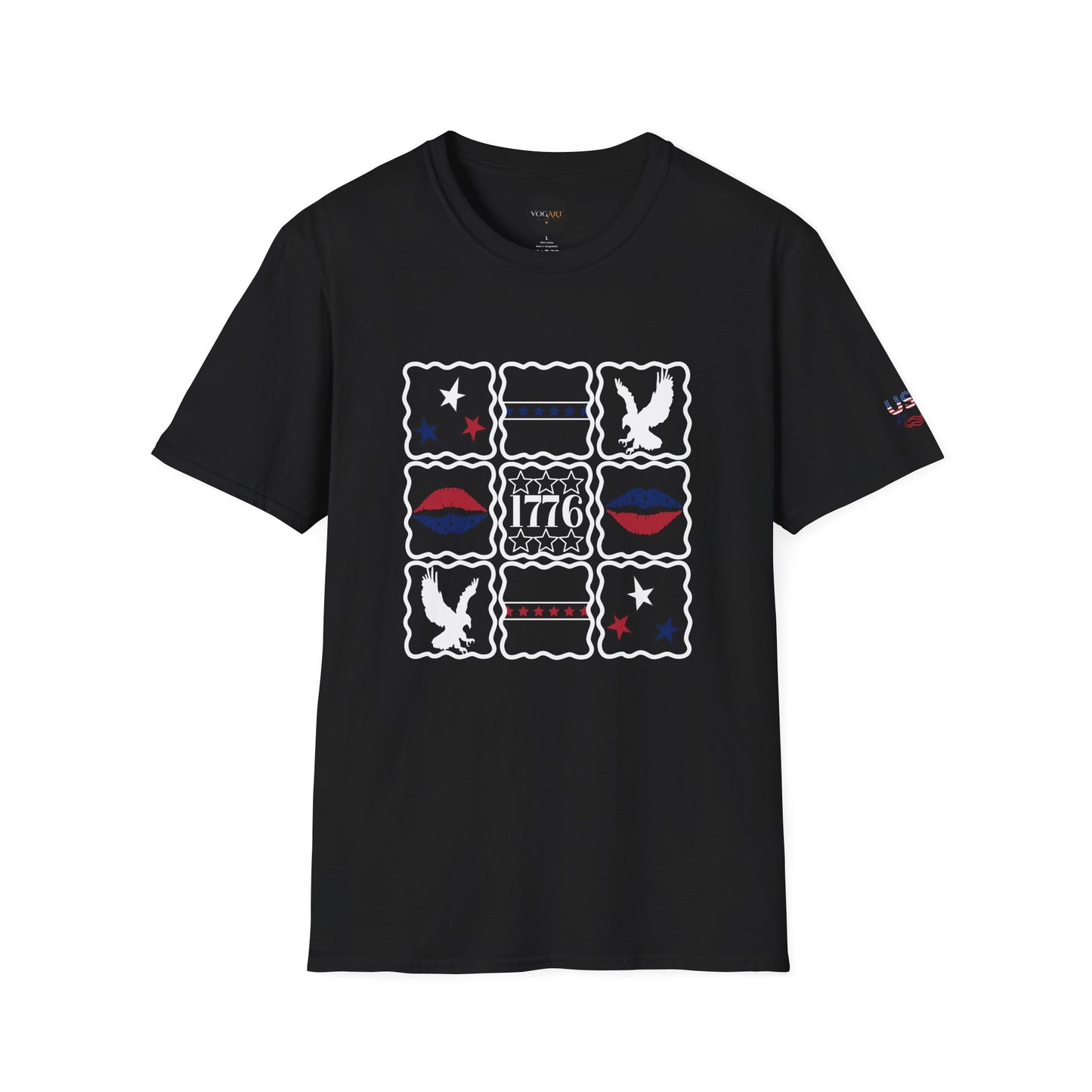 1776 American Flag Patchwork T-Shirt: Patriotic USA Eagle Shirt