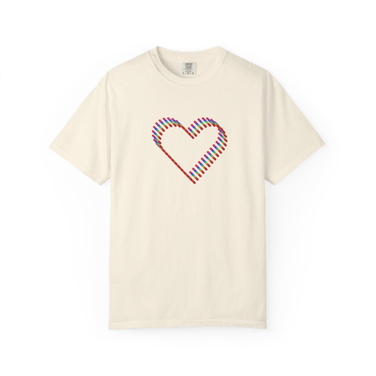 Rainbow Heart Graphic T-Shirt: Minimalist Pride Cotton Tee