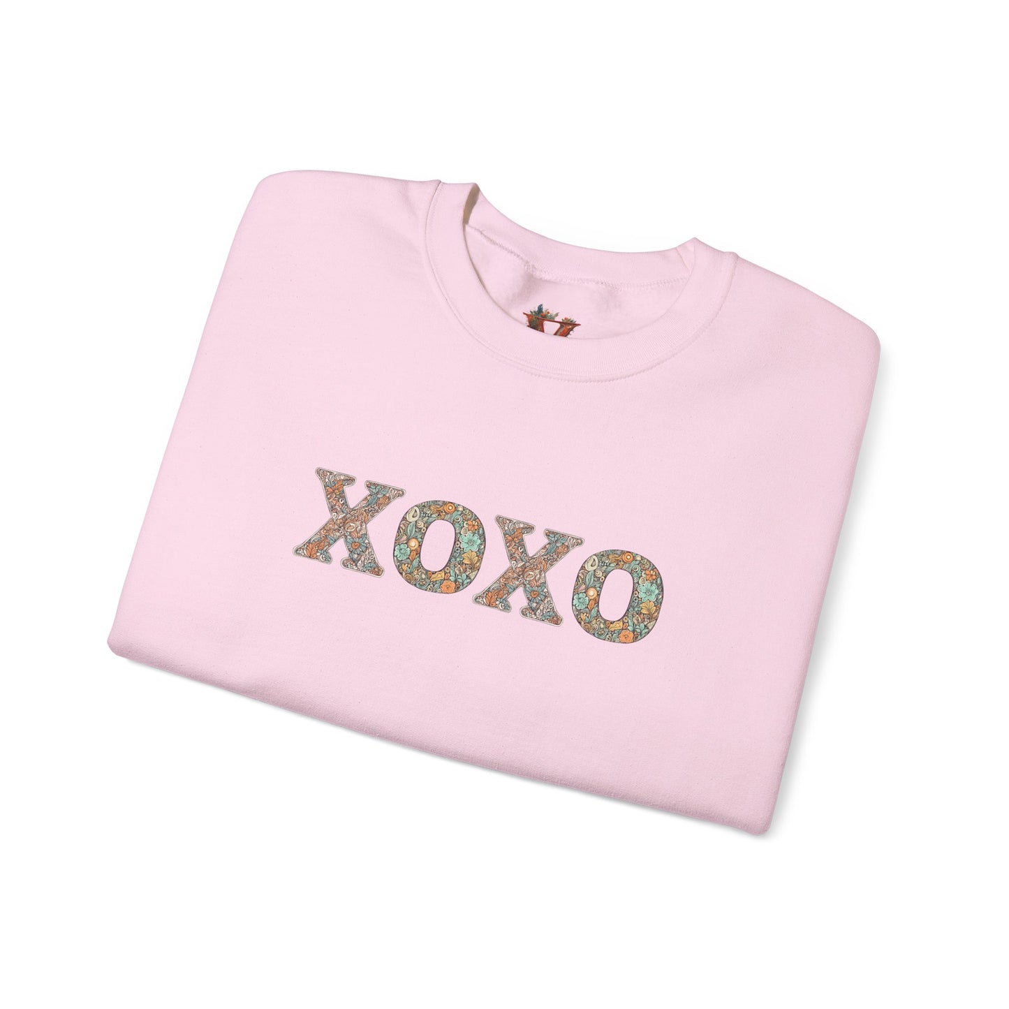 XOXO Floral Sweatshirt With Heart Sleeve - Comfort And Charm