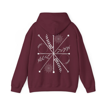 Boho Compass Mandala Hoodie: Mystic Floral Hooded Sweatshirt