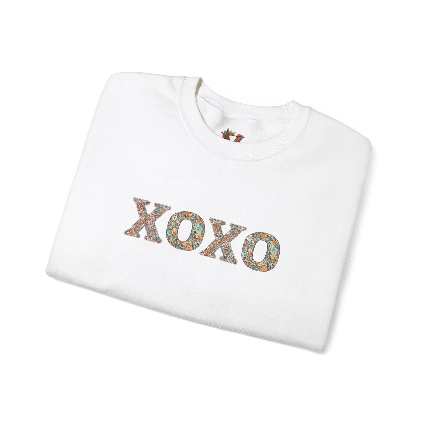 XOXO Floral Sweatshirt With Heart Sleeve - Comfort And Charm