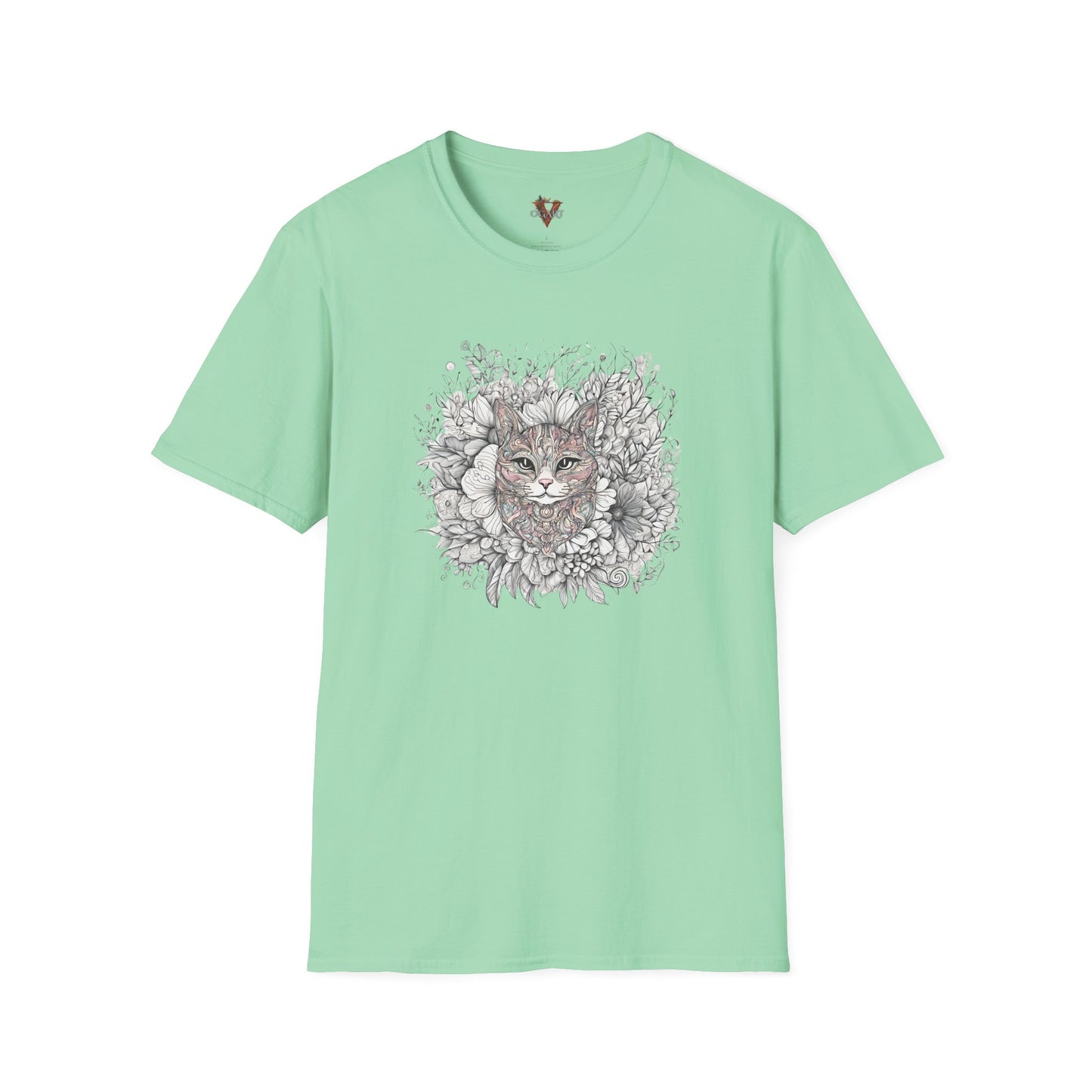 Floral Cat Sketch T-Shirt Design - Soft Cotton - Vogart 