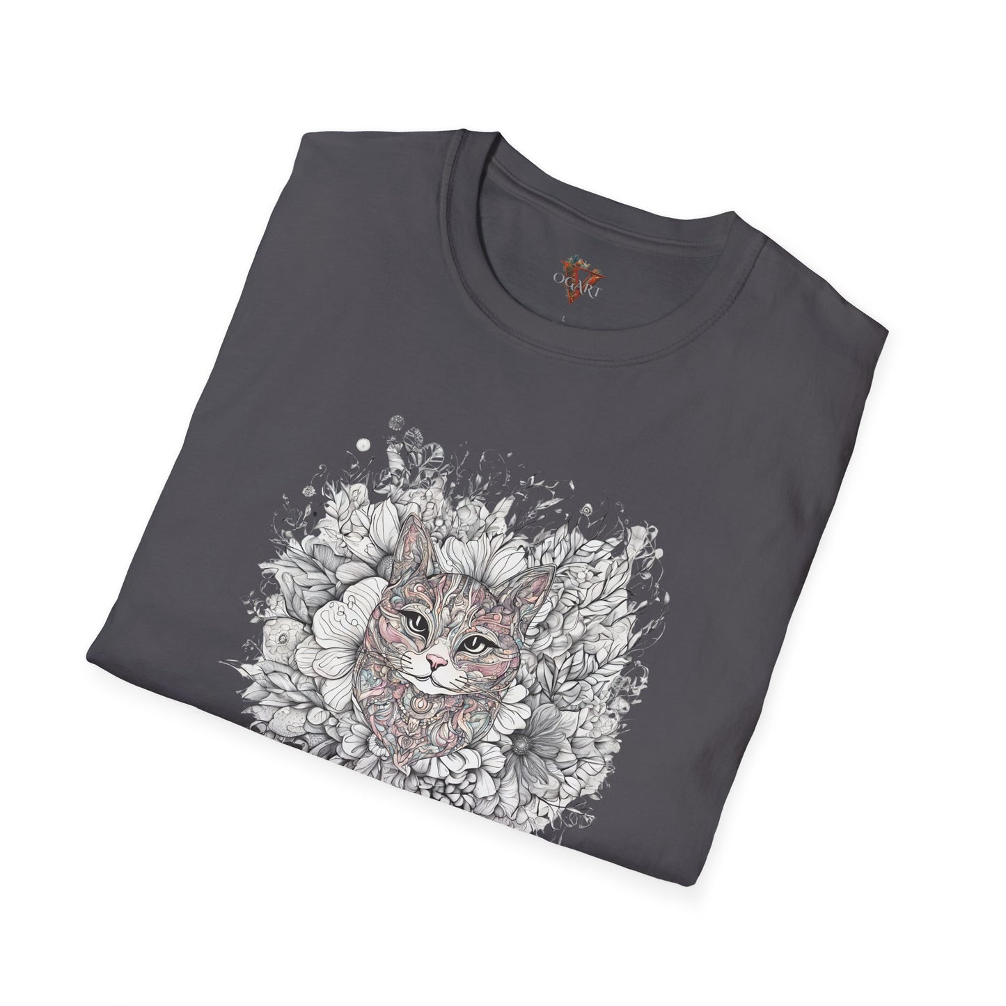 Floral Cat Sketch T-Shirt Design - Soft Cotton - Vogart 