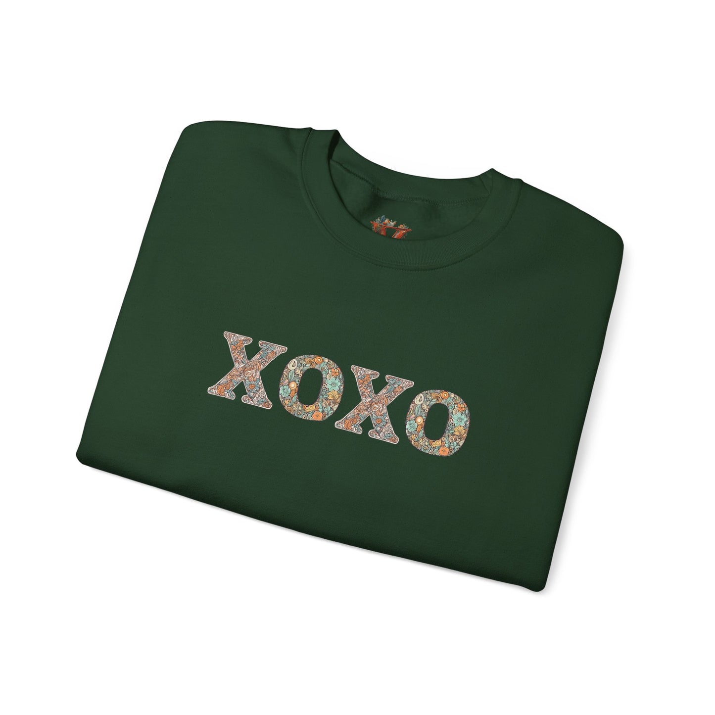 XOXO Floral Sweatshirt With Heart Sleeve - Comfort And Charm