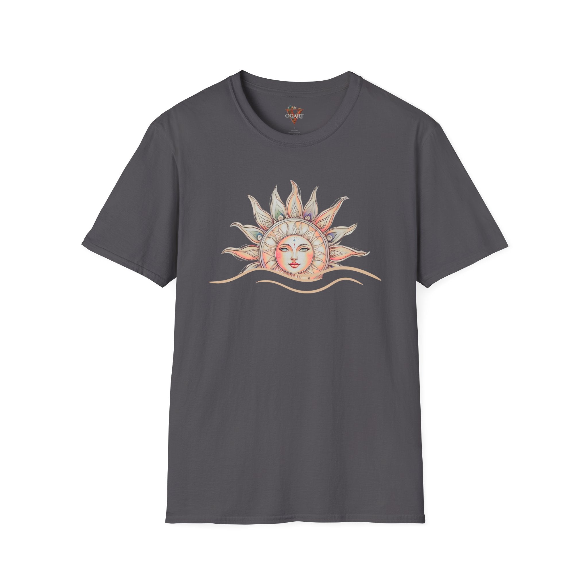 Celestial Sun T-Shirt – Pastel Boho Sun Face Tee - Vogart