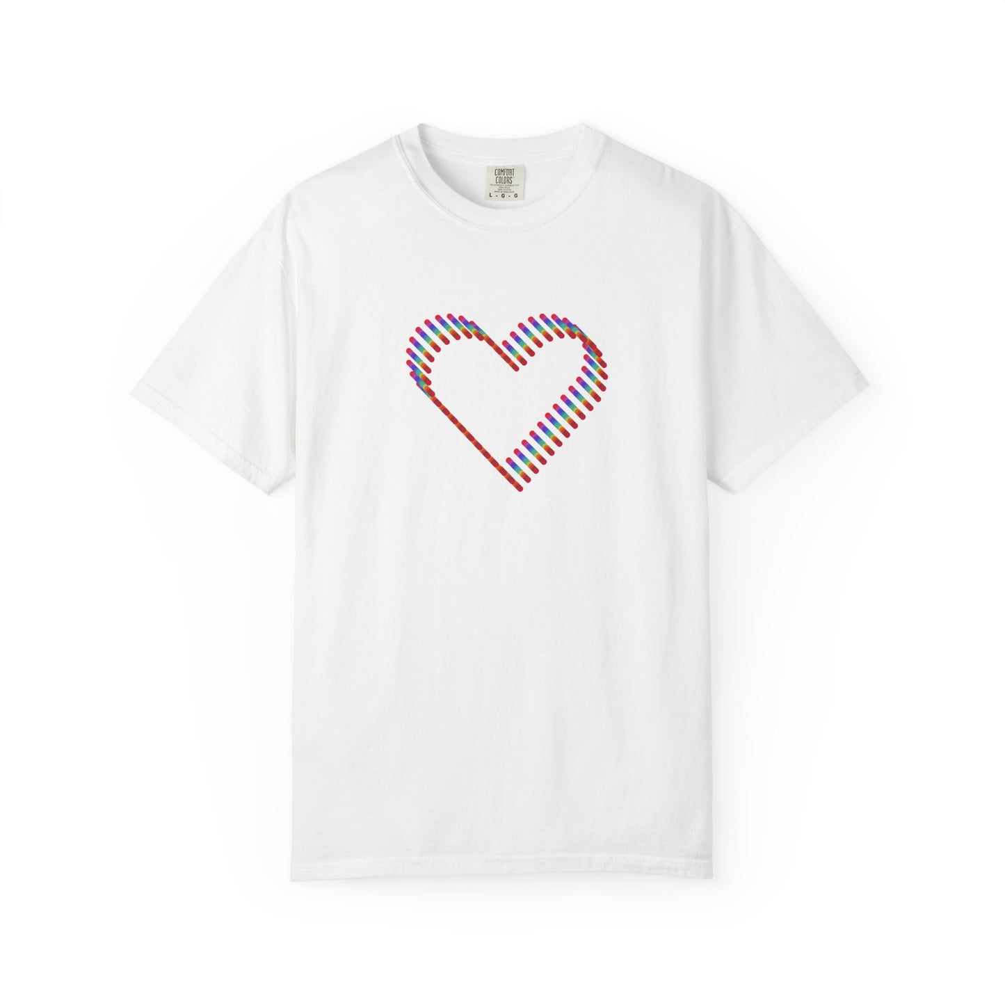 Rainbow Heart Graphic T-Shirt: Minimalist Pride Cotton Tee