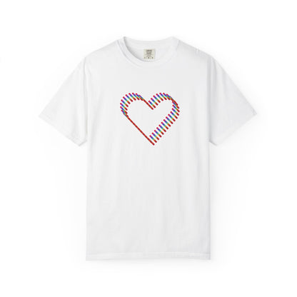 Rainbow Heart Graphic T-Shirt: Minimalist Pride Cotton Tee