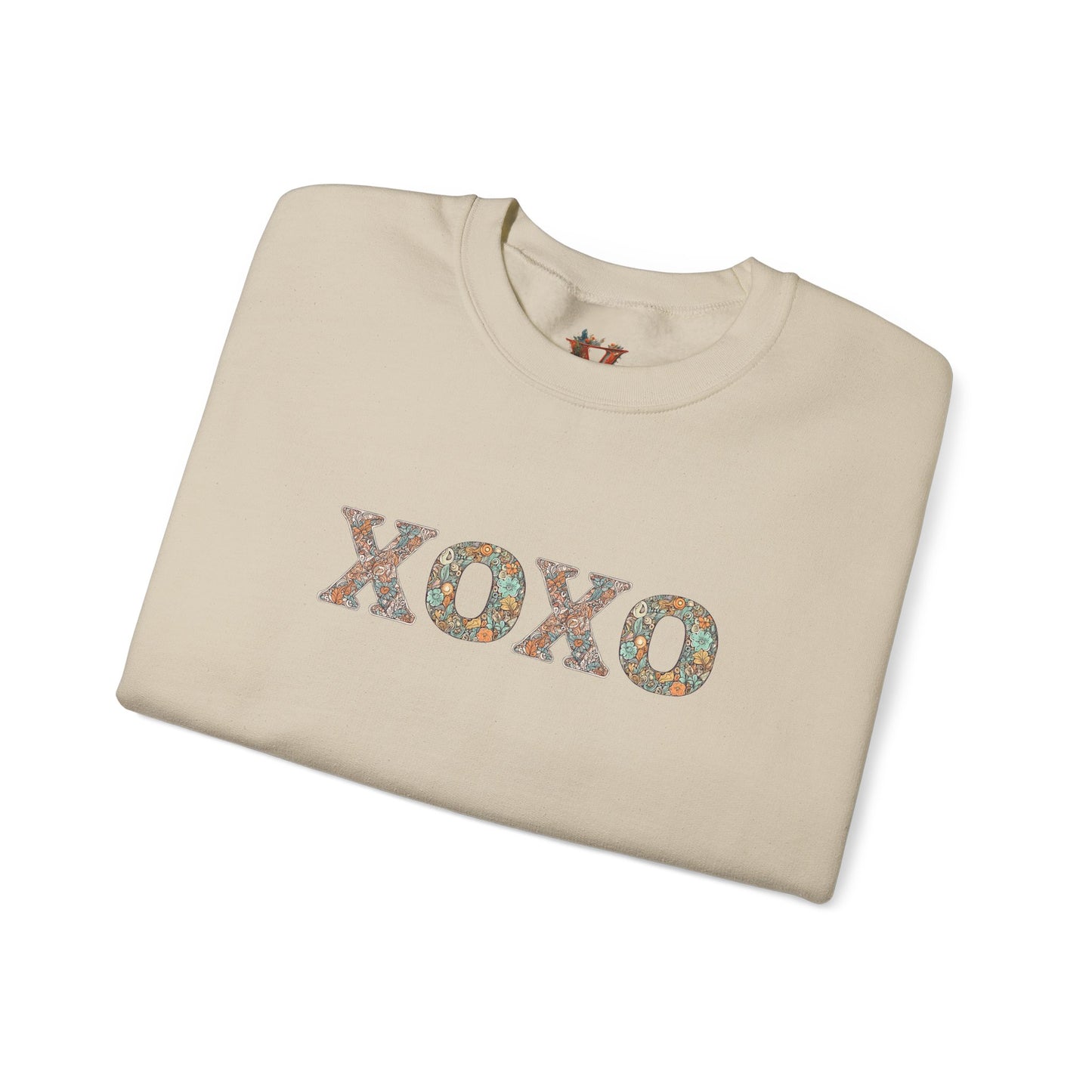 XOXO Floral Sweatshirt With Heart Sleeve - Comfort And Charm