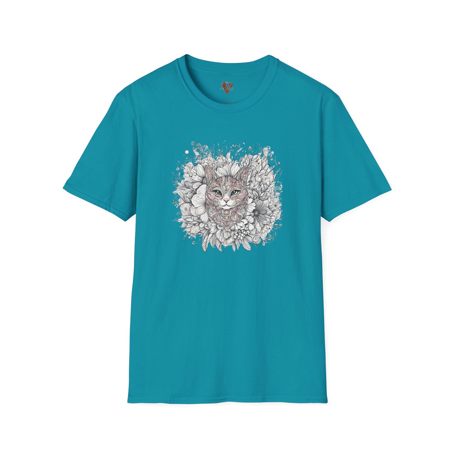 Floral Cat Sketch T-Shirt Design - Soft Cotton - Vogart 