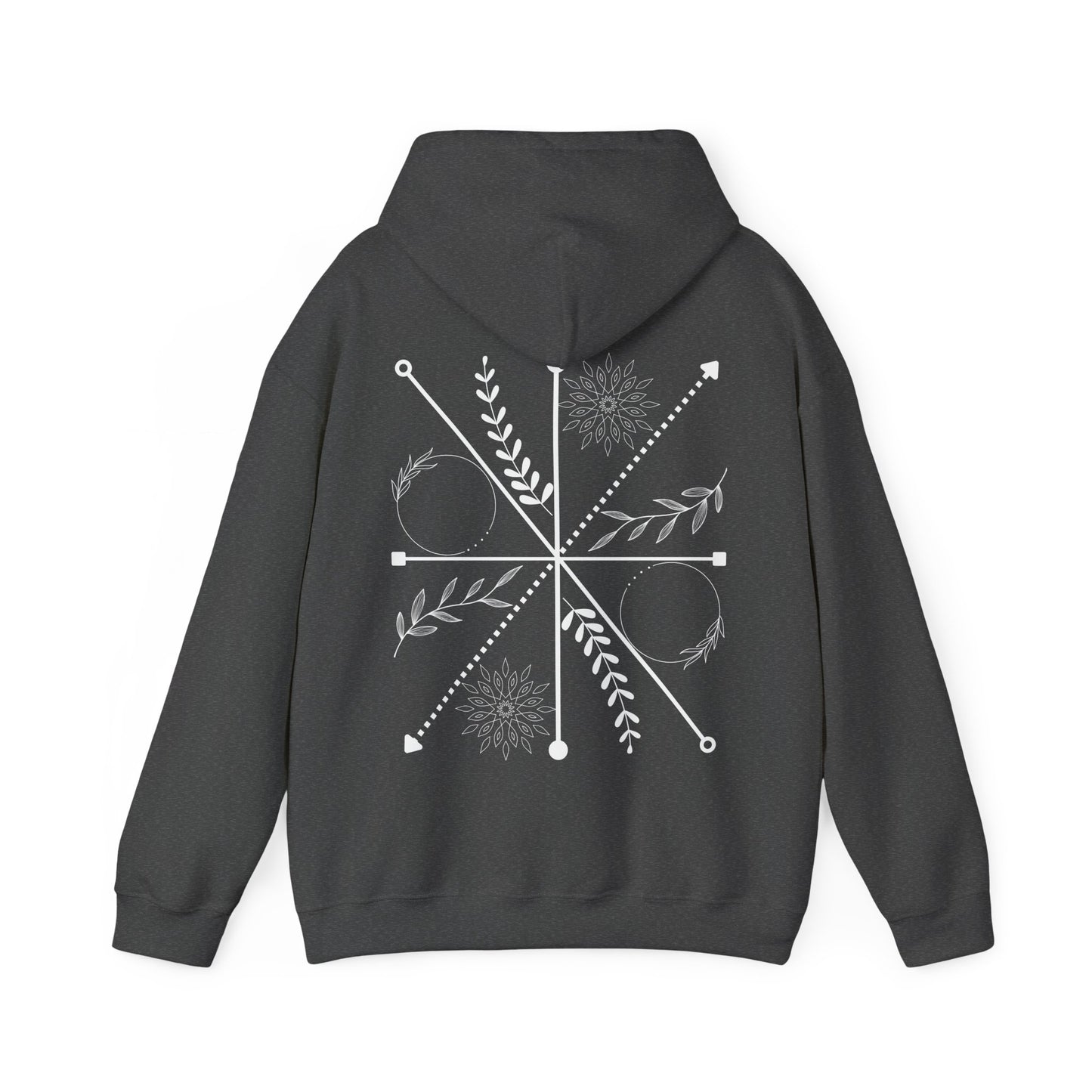 Boho Compass Mandala Hoodie: Mystic Floral Hooded Sweatshirt