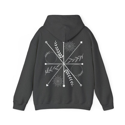 Boho Compass Mandala Hoodie: Mystic Floral Hooded Sweatshirt