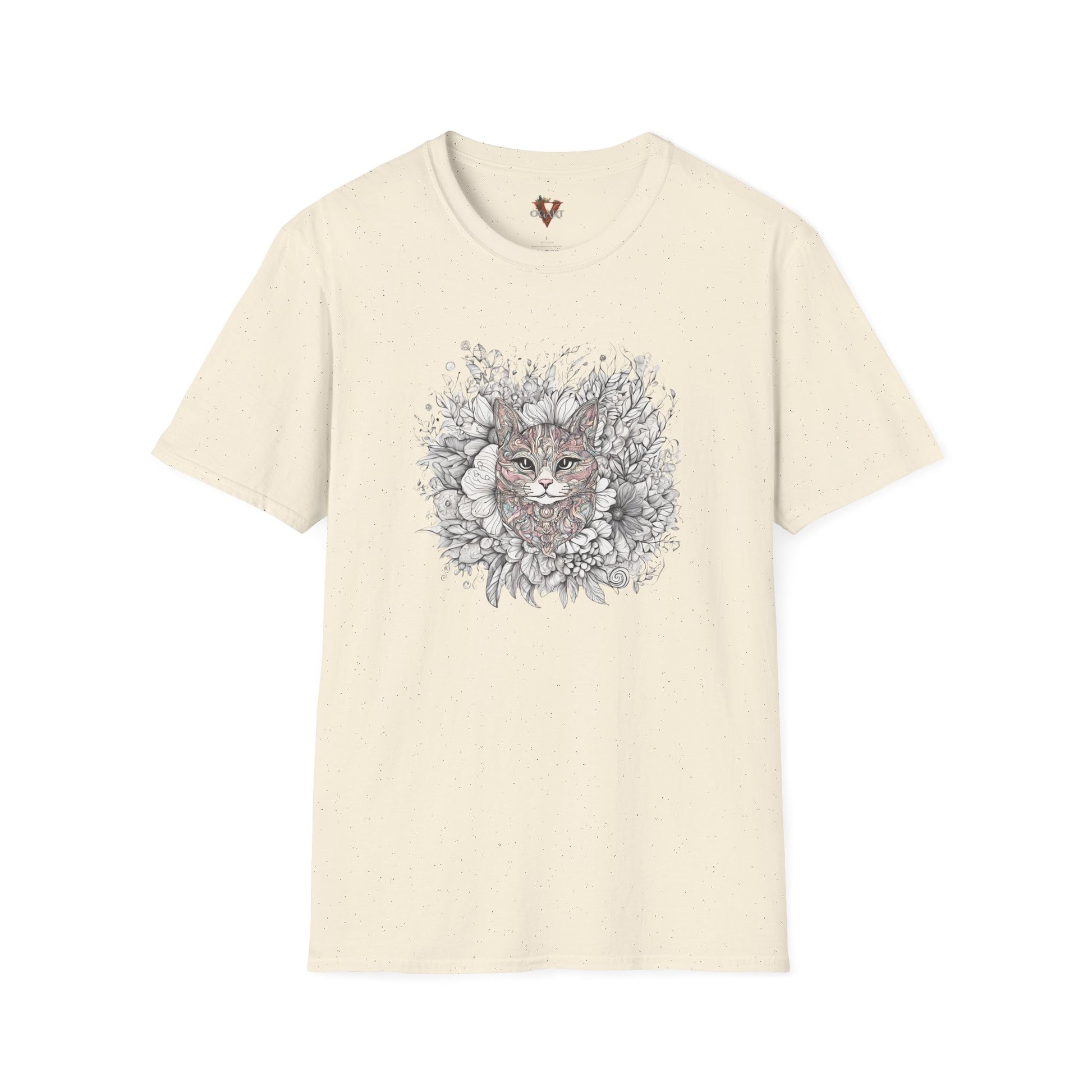 Floral Cat Sketch T-Shirt Design - Soft Cotton - Vogart 