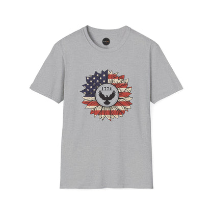 1776 Eagle Sunflower T-Shirt: American Flag Patriotic Shirt