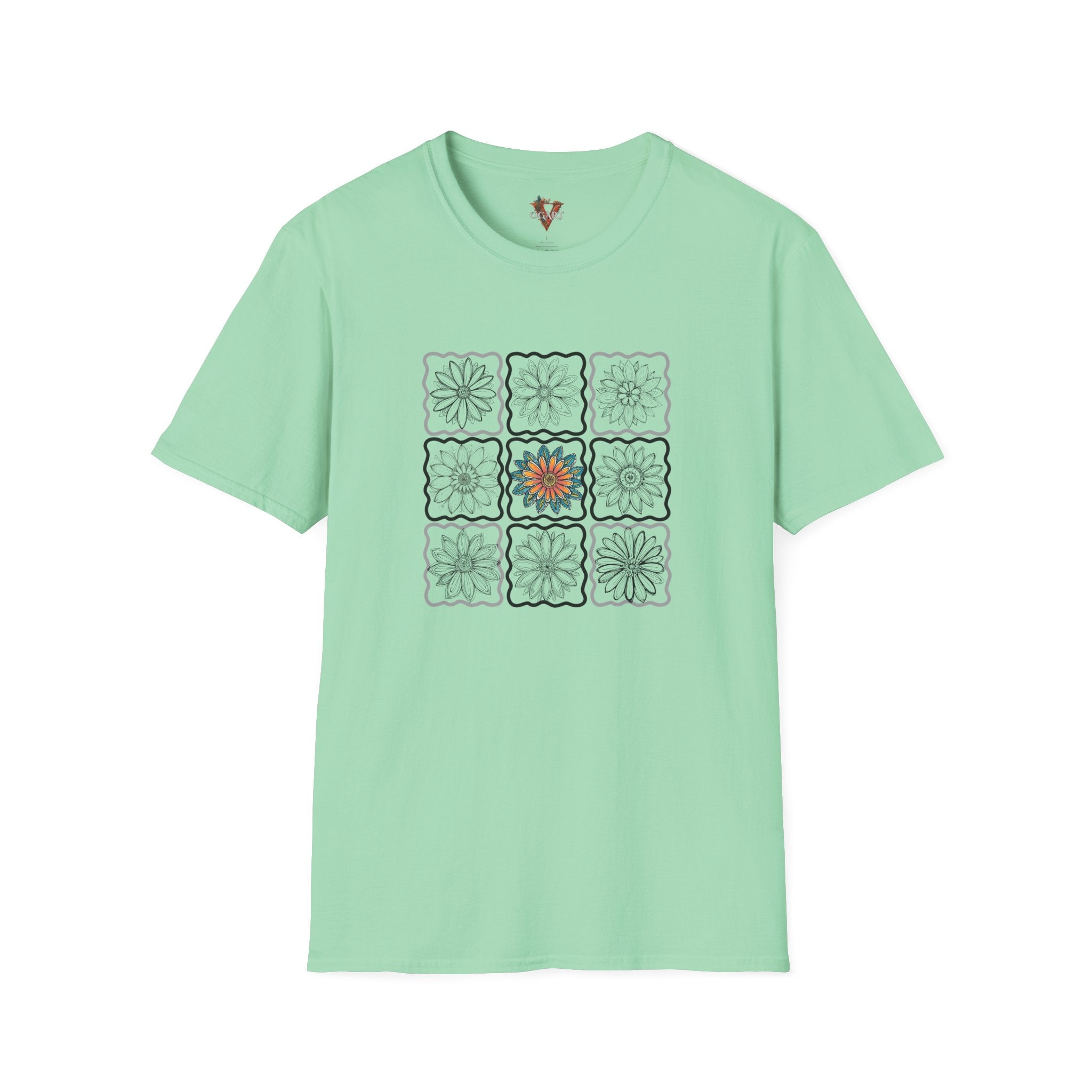 【COSYHARU】Tibber wide cotton shirt blue shrunken cotton tee with logo in WASHED BLUE INK