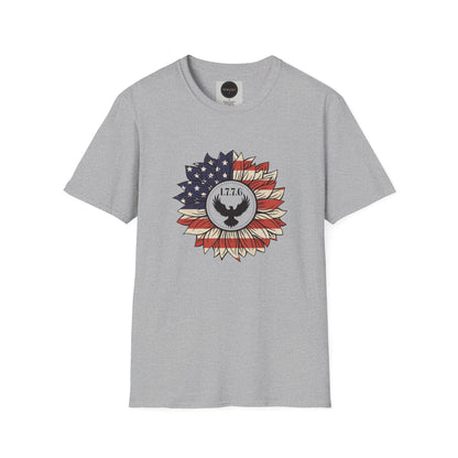 1776 Eagle Sunflower T-Shirt: American Flag Patriotic Shirt