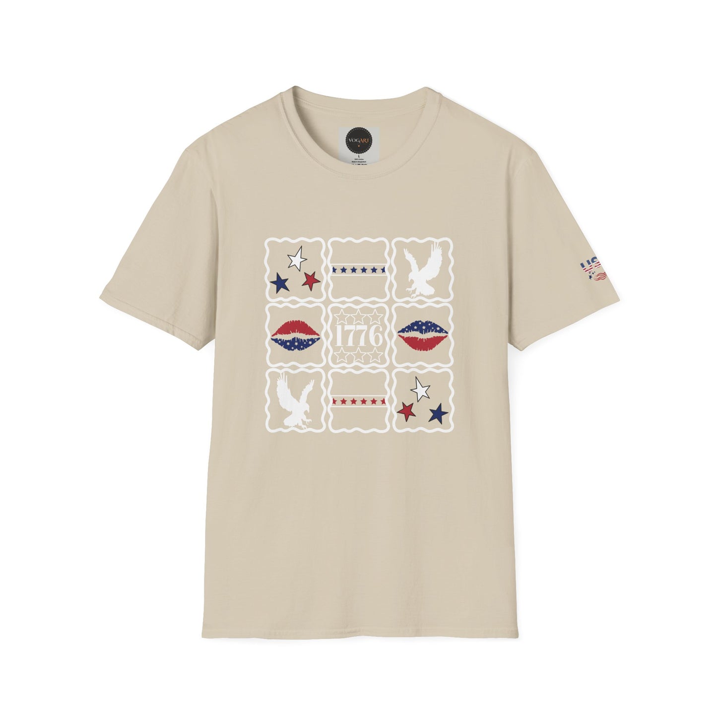 1776 American Flag Patchwork T-Shirt: Patriotic USA Eagle Shirt