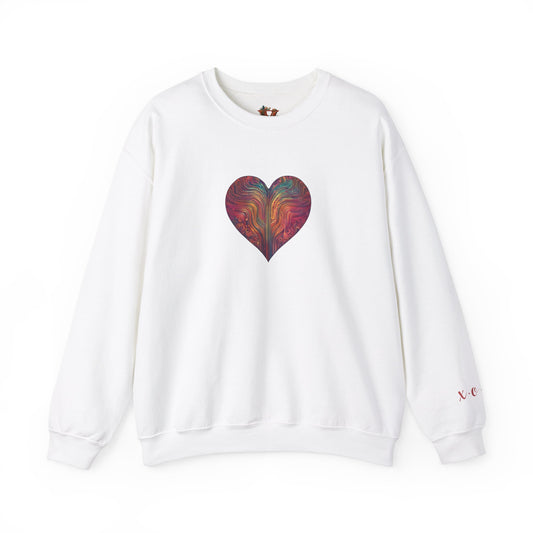 Multicolored Heart Sweatshirt With X.O.X.O Sleeve - Classic Fit