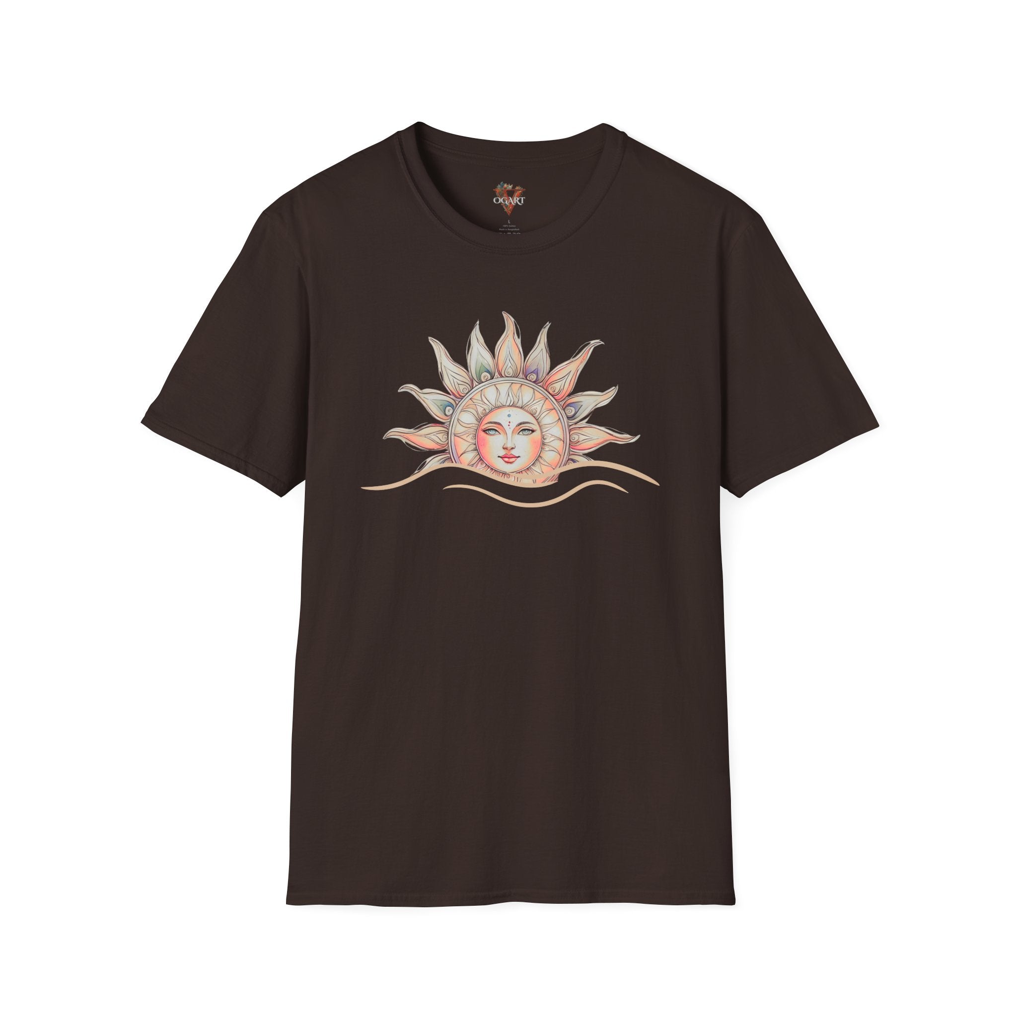 Celestial Sun T-Shirt – Pastel Boho Sun Face Tee - Vogart