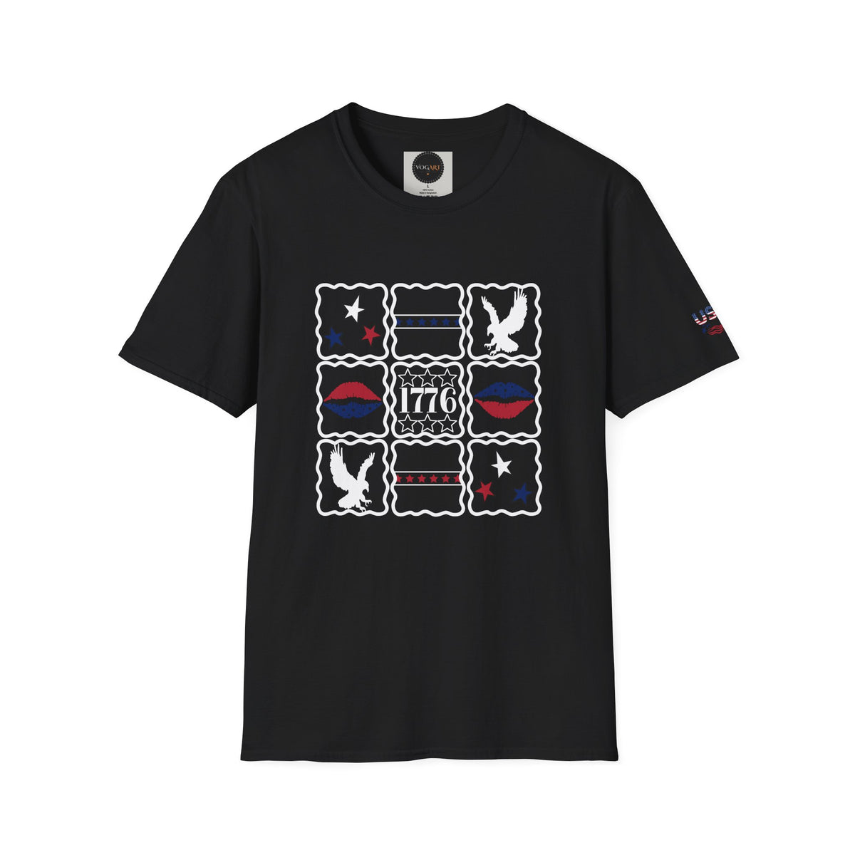 1776 American Flag Patchwork T-Shirt: Patriotic USA Eagle Shirt