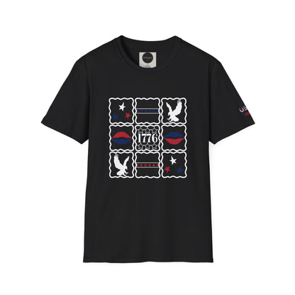 1776 American Flag Patchwork T-Shirt: Patriotic USA Eagle Shirt