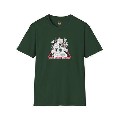 Grow Positive Thoughts T-Shirt: Motivational Floral Tee