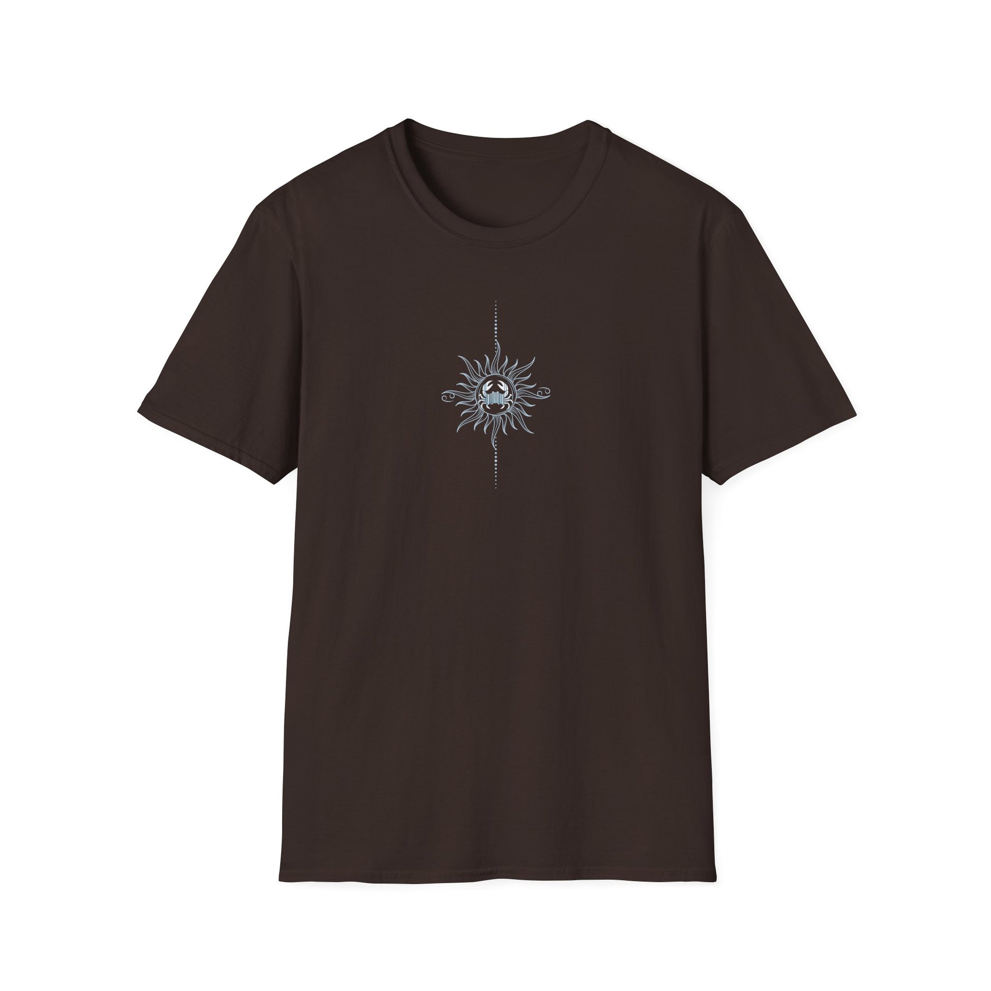 “Cancer Zodiac Tee – intricate sun astrology design on 100% cotton shirt”