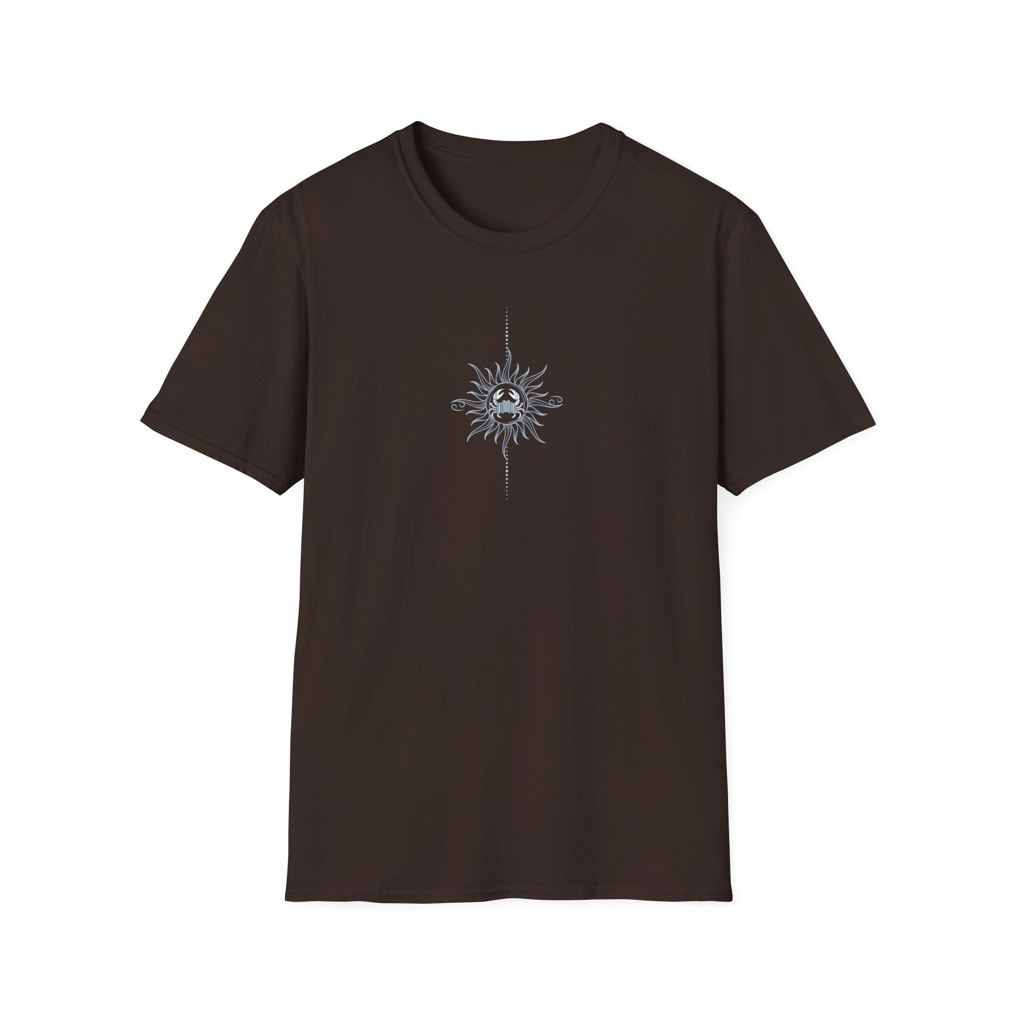 “Cancer Zodiac Tee – intricate sun astrology design on 100% cotton shirt”
