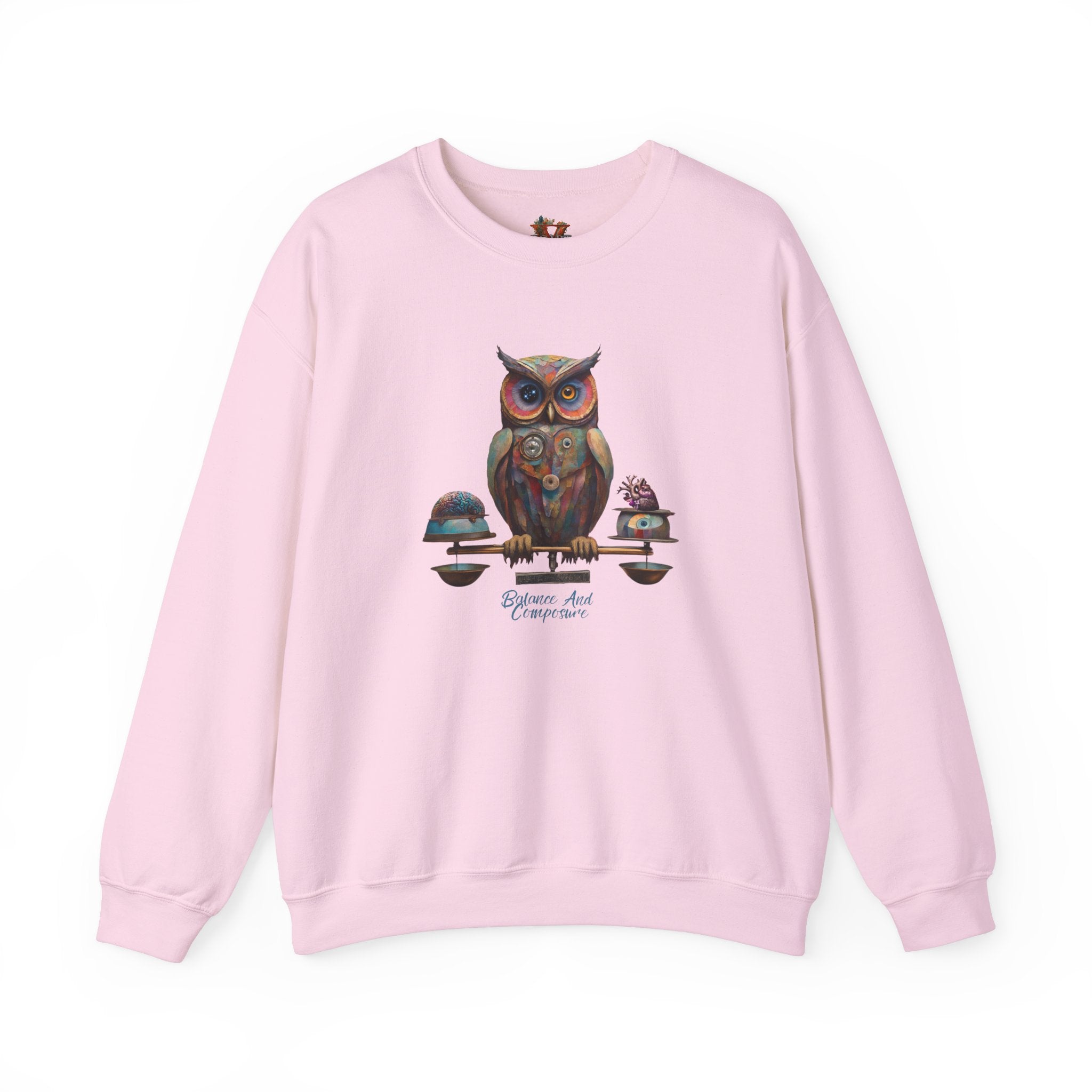 Balance and Composure Owl Sweatshirt Design - Cozy Classic Fit Crewneck - Vogart 