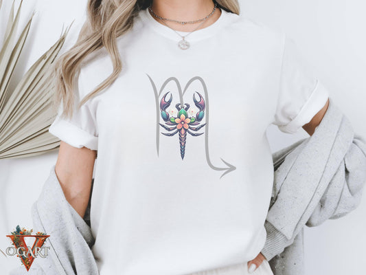 Scorpio Zodiac T-Shirt: Floral Astrology, Boho Horoscope Gift